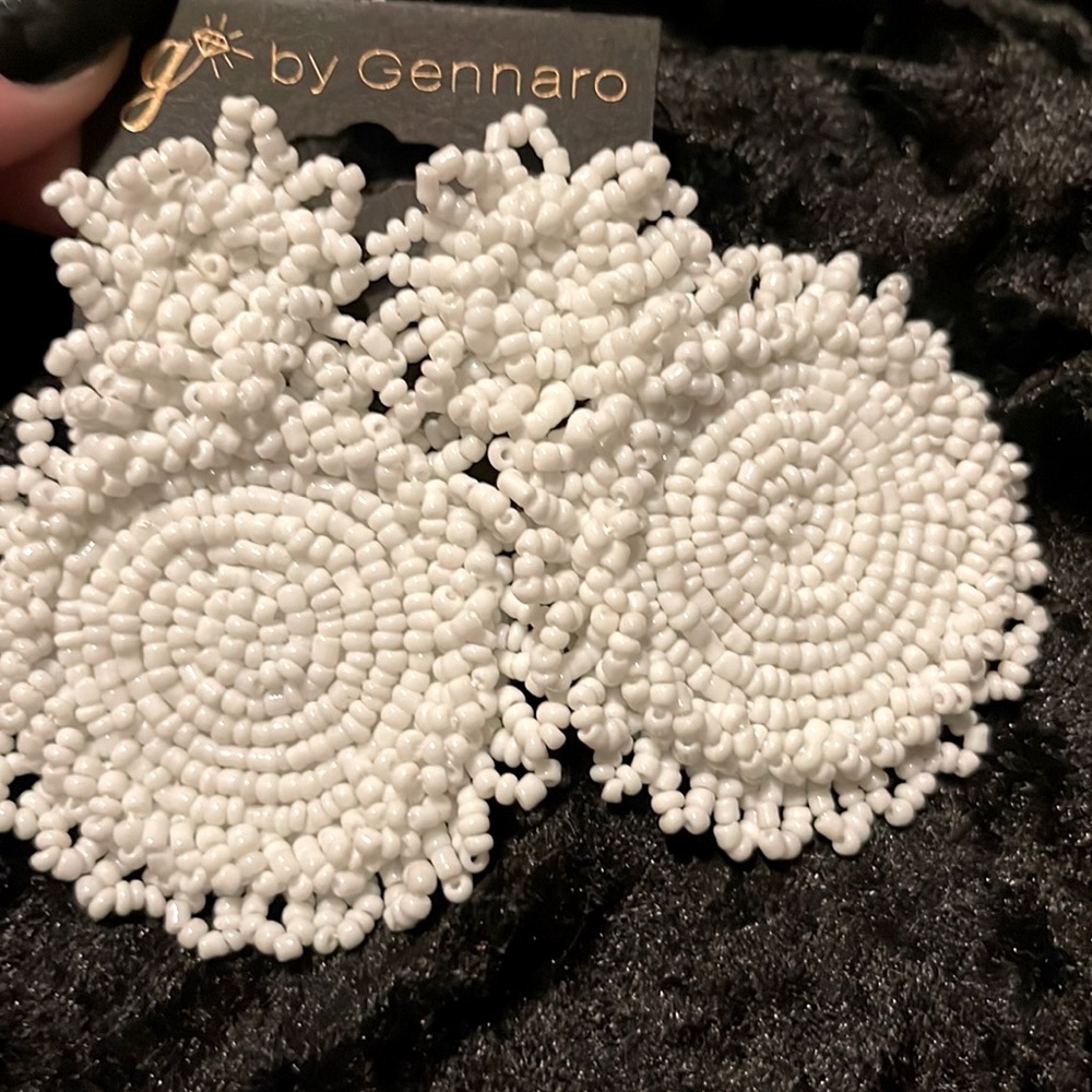 White beaded earrings
